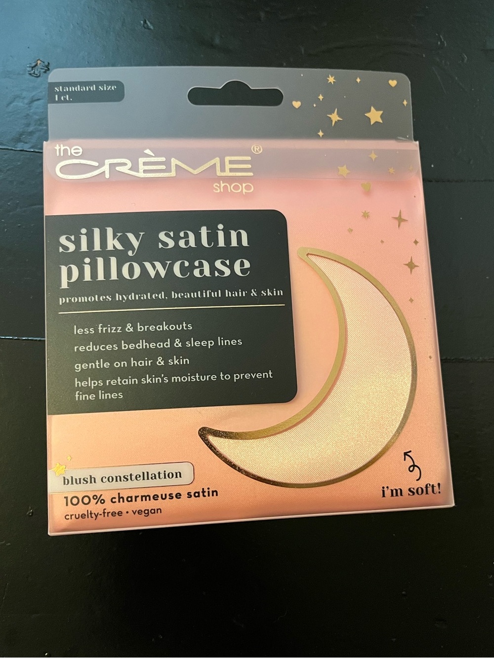 the Crème Shop Silky Satin Pillowcase - Blush Constellation Standard Size